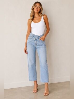 AGOLDE‎ Women’s 0 Criss Cross Jean Light Wash Straight Leg Denim Jeans